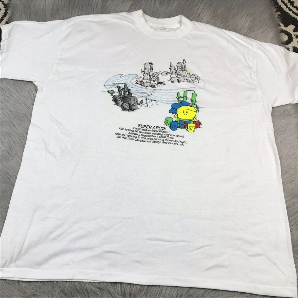 Vintage 80s White Super Arco Gas Cartoon T Shirt